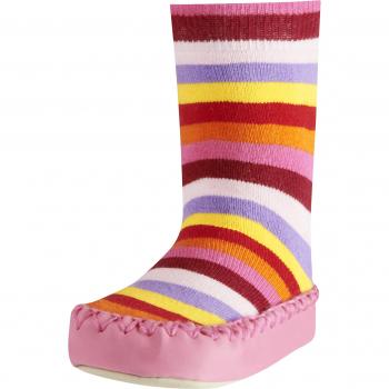 Playshoes Hüttenschuhe Ringel Rosa-Bunt - Calcetines para niñas, Original 900, 23/26