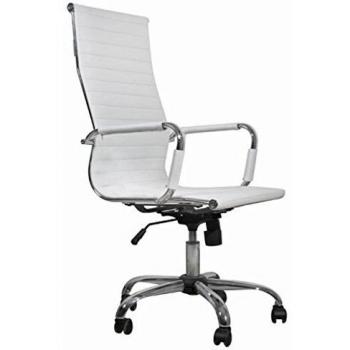 vidaXL Silla de oficina Blanca Fordham respaldo extra alto Giratorio Diseño moderno