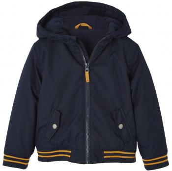 VERTBAUDET Cazadora para niño de Lona con Forro Polar Azul Oscuro Liso con Motivos 2-3 Anos, 94CM