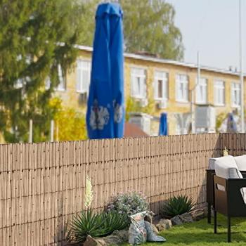 Cañizo de caña natural para jardín y balcón, 500 x 100 cm, protección de privacidad y frangiviento