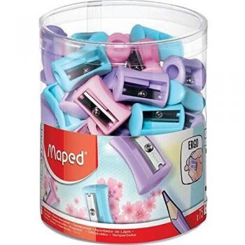 SACAPUNTAS VIVO Colores Variados PASTEL 1 Orificio BOTE de 75 uds. MAPED 63011