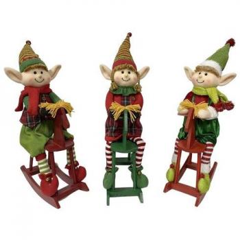 Elfo caballo balancín decoración Navidad 35 x 20 x 58 cm