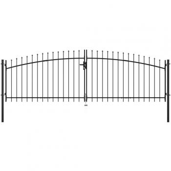 vidaXL Double Door Fence Gate with Spear Top 400x175 cm