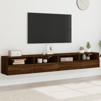 Mueble de pared para TV vidaXL 2 uds madera ingeniería roble marrón 100x30x30 cm