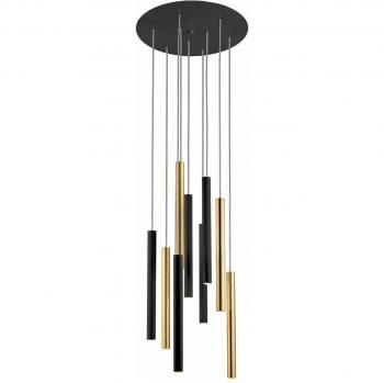 Lámpara Colgante LED Varas Schuller Negro Oro 9 Luces