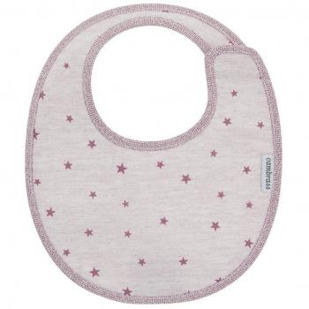 Cambrass Stela - Babero redondo con velcro, 16 x 19 cm, color rosa / estrella