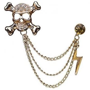 Collar De Cristal Esqueleto De La Cadena De Joyería De Moda Broche De Oro Para Los Hombres Traje
