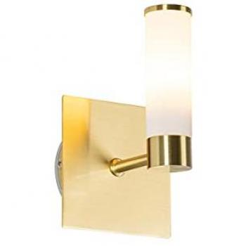Aplique de baño moderno de latón IP44, adecuado para LED, Max. 1 x 28 Watt, diseño cuadrado