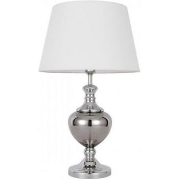 Lámpara de escritorio clásica Korrez Chrome, tipo lámpara de mesa clásica, acabado en cromo, 1 luz, con pantalla blanca, casquillo E27