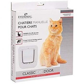 Gatera Num'Axes Blanco - Puerta gatera para gatos color Blanco, diseño elegante, fácil instalación, resistente a la intemperie, sistema de cierre magnético, tamaño ajustable para diferentes razas de gatos