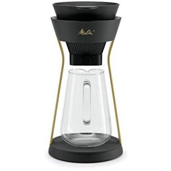 Cafetera Pour Over Melitta Amano Antigoteo Negro y Dorado con Filtros 1x4