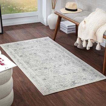 Alfombra Oriental Boho «OTTAWA», Rectangular, 9 mm de Altura, Corto Pelo, Gris, Ideal para Sala y Dormitorio