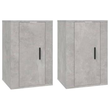 Mueble de TV de pared 2 piezas madera de ingeniería gris hormigón 40 x 34,5 x 60 cm