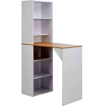 vidaXL Bar Table with Cabinet White 115x59x200 cm