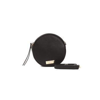Pompei Donatella Black Leather Crossbody Bag - Features: Made of high-quality black leather, adjustable shoulder strap, zippered main compartment, interior pockets for organization, sleek and stylish design suitable for various occasions