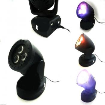 Proyector LED RGB móvil giratorio con 3 LEDs, efectos de disco y reproductor MP3 USB TF