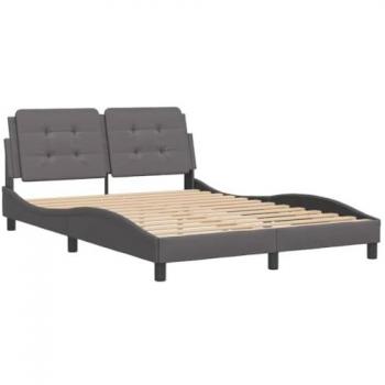 Estructura de cama con cabecero cuero sintético gris 140x200 cm Vidaxl