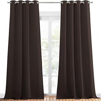 PONY DANCE Cortinas Opacas Marrón - Térmicas Aislantes para Dormitorio Moderno, 2 Uds, 140 x 245 cm, Marrón Chocolate