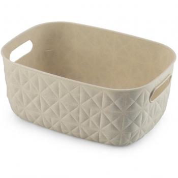 Cesta de Almacenamiento Softex 4L - Diseño Elegante, Ligero y Apilable, Color Beige, 26.5x19.5x11 cm