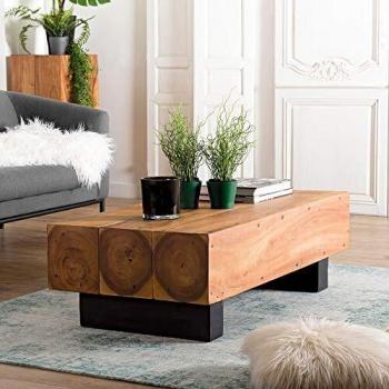 Mesa de Centro MACABANE Suar 120x60 cm - Diseño Contemporáneo con Patas Negras