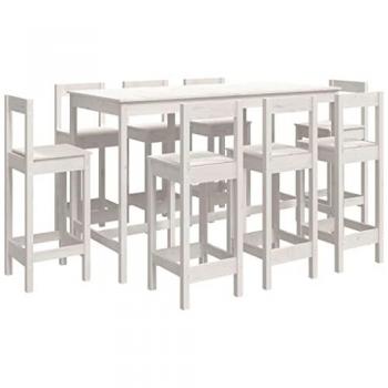 Conjunto de bar 9 piezas de madera maciza de pino blanco
