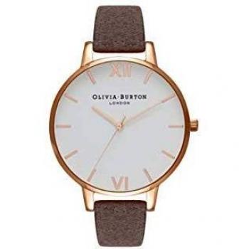 Olivia Burton Women's Analog Quartz Watch with Leather Strap OB16VE09 (38 mm) - Pink/Grey/White