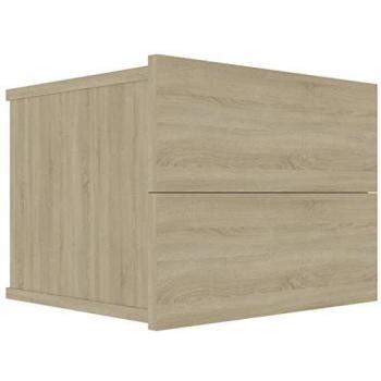 Mesita de Noche de Madera Contrachapada Color Roble, 40x30x30 cm, disponible en Roble Ahumado, Marrón Roble y Blanco, ideal para habitación, salón o estudio