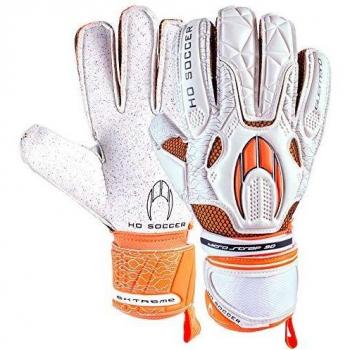 HO Soccer Guerrero Flat Extreme Guantes de Portero, Unisex Adulto, Blanco/Naranja, 9