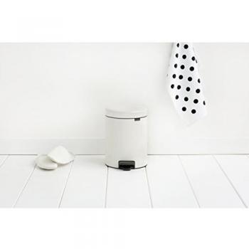 Brabantia Newicon 113406-Cubo de Basura con Pedal, 5 l, Acero, Color Blanco, Metal