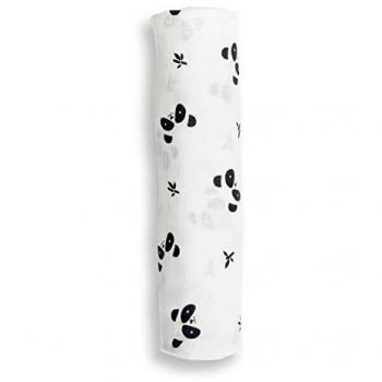 lulujo Baby Rayon Sourced Bamboo Muslin Swaddling Blanket, Panda, 47 x 47 by lulujo Baby