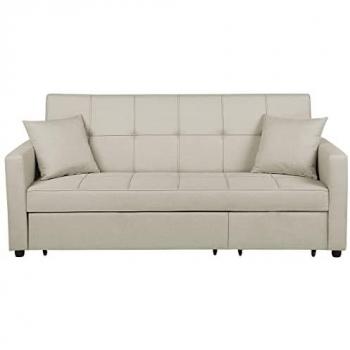 Sofá Cama Beige Moderno Tapizado con Función de Dormir Glomma