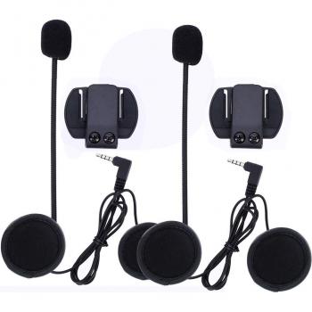 Auriculares y Micrófono con Clip para Intercomunicador Bluetooth V6/V4 de Casco de Motocicleta (2 Pcs)
