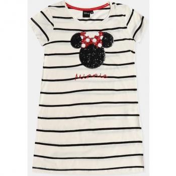 Camisón de niña de raya tejida con lentejuelas