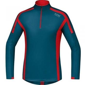 Gore Running Wear Air Zip - Camiseta de manga larga para hombre, color azul / rojo, talla XL
