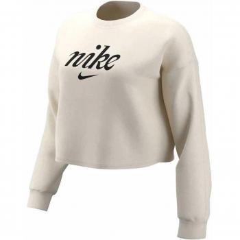 Nike W NSW Crew Crop WSH Camiseta, Mujer, Pale Ivory/Black, XS