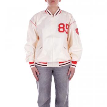 Tommy Hilfiger Women's Oversized Cream Baseball Bomber Jacket