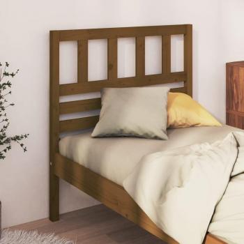 Cabecero para cama de madera maciza de pino en color marrón miel, dimensiones 81x4x100 cm