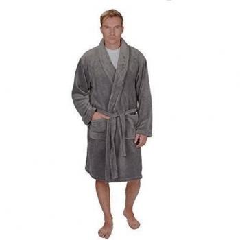 Hombre Liso Forro Polar Extrasuave Bata / Baño bata ~ M a 5XL ~ hasta 162,6 cm - Gris, XXXX-Large