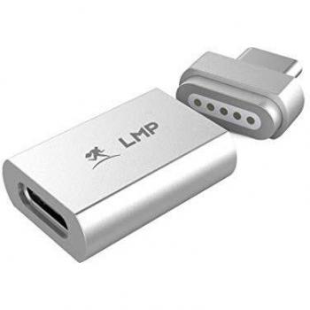 Cambiador de género USB-C LMP 17086, adaptador magnético de seguridad USB-C (f) a USB-C (m), capacidad de carga hasta 100 W, color plateado