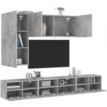 Muebles de TV de pared 5 piezas madera ingeniería gris hormigón Vidaxl