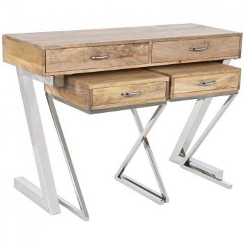 Juego de muebles Home ESPRIT Marrón Plateado Acero Madera de mango 110 x 40 x 76 cm (3 Piezas)