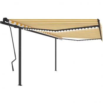Toldo automático LED sensor de viento amarillo blanco 4,5x3,5 m