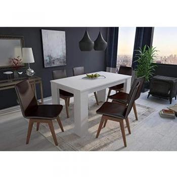 Mesa de Comedor Escandinava Skraut Home 140 cm, Color Blanco Mate, Medidas: 138x80x75 cm