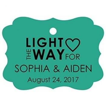 100 piezas de la luz del camino para colgar nombre personalizado etiquetas personalizadas etiquetas de papel de regalo de boda favor