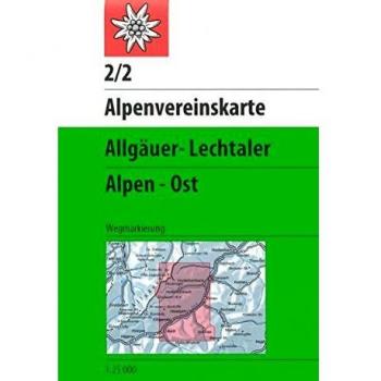 Mapa topográfico excursionista Allgäuer-Lechtaler Alpen - Este 1:25.000 con marcaciones de senderos