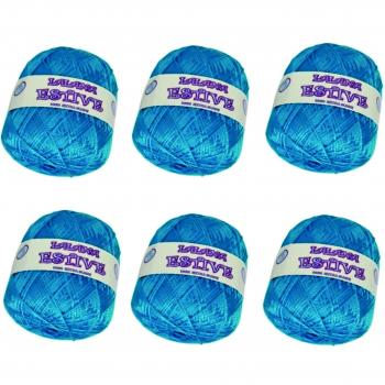 LA LANA ESTIVE 2205- PACK de 6 ovillos de 100grs cada uno para tejer. Color AZUL CLARO