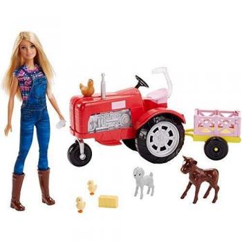 Barbie Quier Ser granjera, muñeca con accesorios, tractor y animales