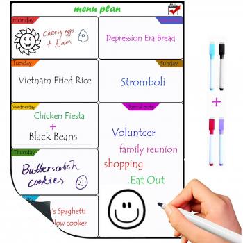 TTMOW Pizarra Magnética de Frigorífico para Tablero de Mensajes,Cocina Nevera/Sala/Aula para Planificador Ideal Planificador de Menú,Lista de la Compra,Grabar Notas/cumpleaños-Incluye 4 Rotulador