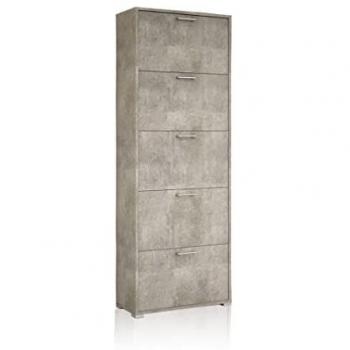 Mueble Zapatero Gris Efecto Cemento con 5 Puertas de Doble Fondo