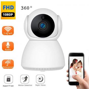 Cámara IP Wifi 1080P HD para Monitor de Bebé, Cámara CCTV 360 Grados con Visión Nocturna IR y Enchufe UE